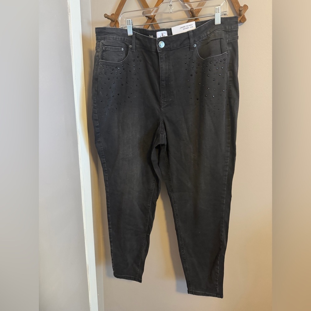 d/C JEANS Penningtons Black Studded Skinny Leg Jeans - 1948 Fit - Size 22